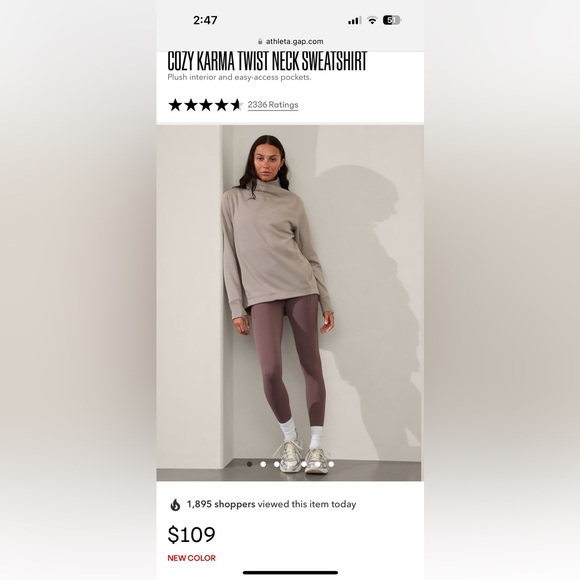 Athleta Black Twist Neck Sweatshirt - Picture 2 of 5